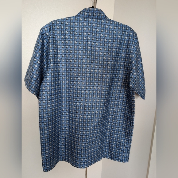 Jim Thompson Silk Elephant Print Button Down Short Sleeve Shirt sz L - Picture 4 of 6